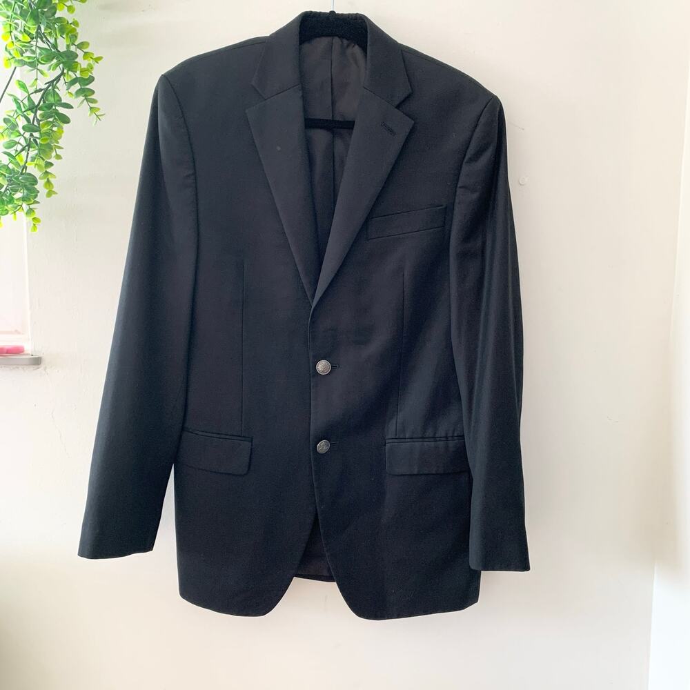 Michael by Michael Kors Men's Black Wool Blend Suit Blazer 36 R Silver Buttons